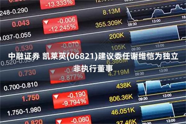 中融证券 凯莱英(06821)建议委任谢维恺为独立非执行董事